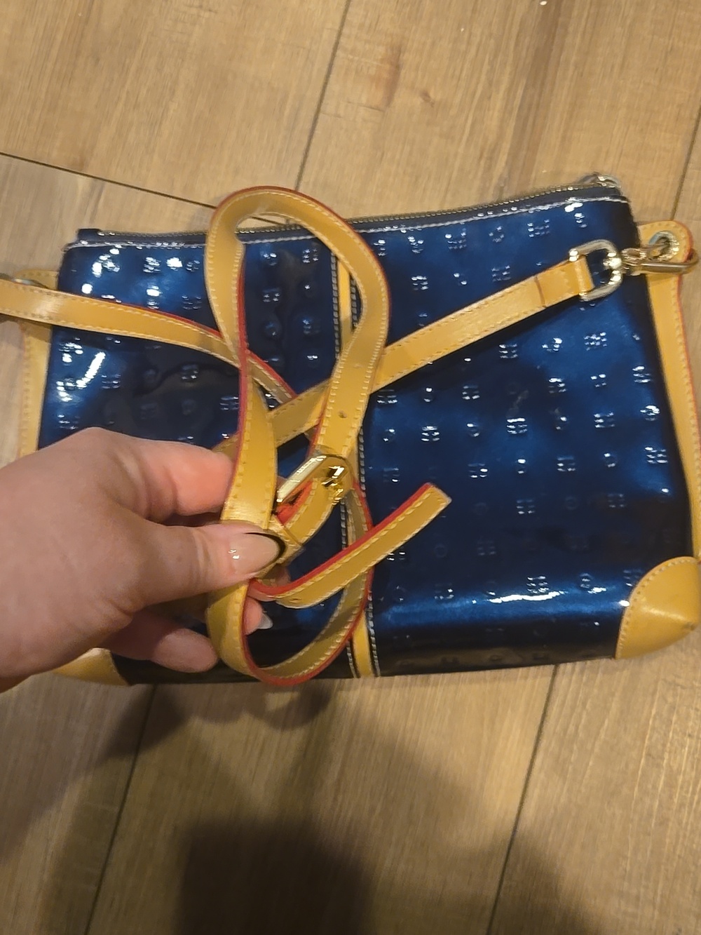 Arcadia Italian Crossbody Bag Navy Bue - Picture 8 of 8